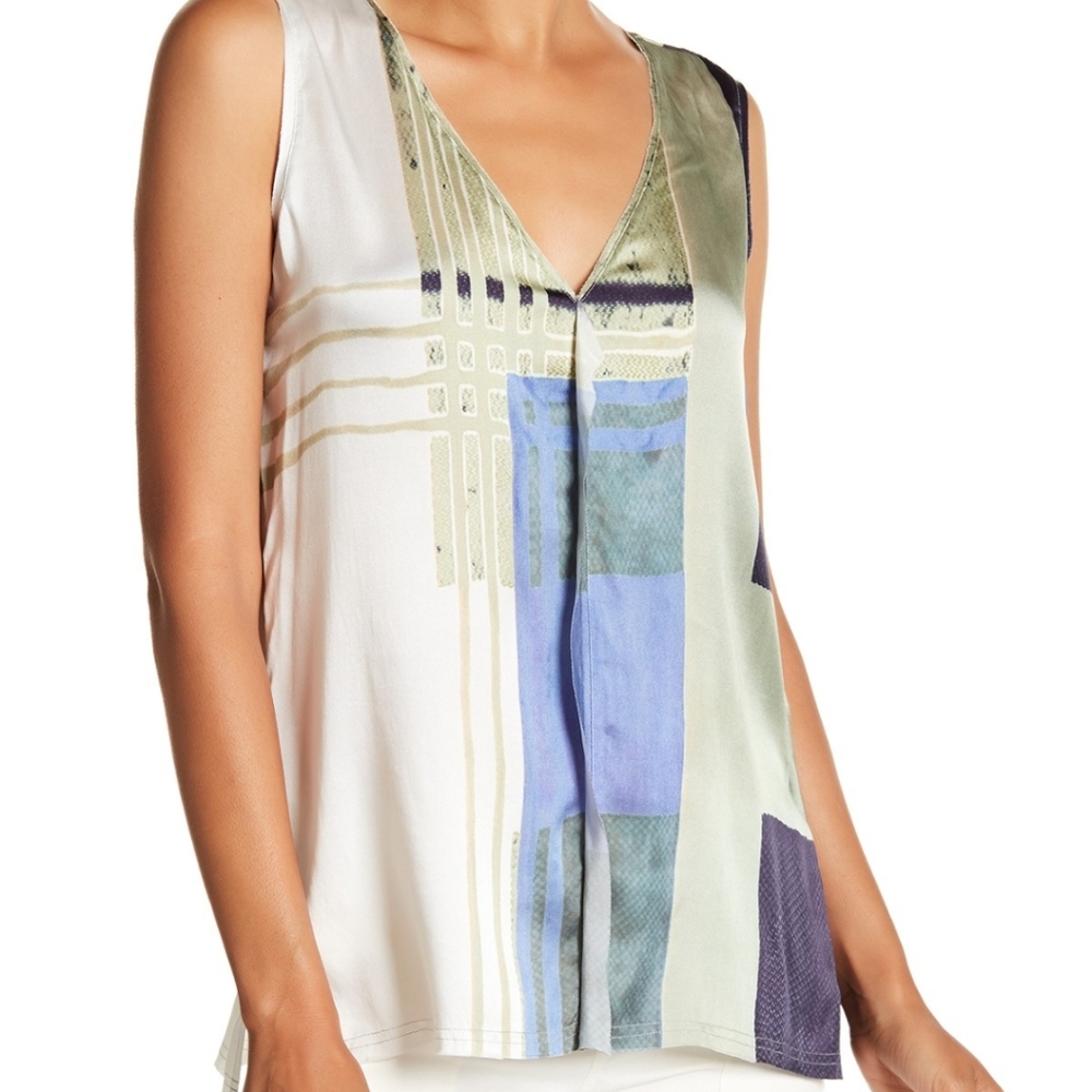 NWT Go by silk top mondrian print